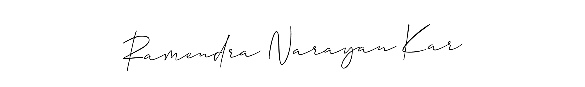 You should practise on your own different ways (Allison_Script) to write your name (Ramendra Narayan Kar) in signature. don't let someone else do it for you. Ramendra Narayan Kar signature style 2 images and pictures png