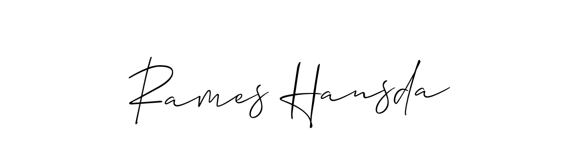 Make a beautiful signature design for name Rames Hansda. With this signature (Allison_Script) style, you can create a handwritten signature for free. Rames Hansda signature style 2 images and pictures png