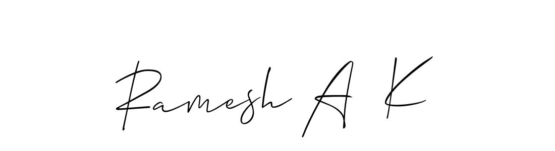 Use a signature maker to create a handwritten signature online. With this signature software, you can design (Allison_Script) your own signature for name Ramesh A  K. Ramesh A  K signature style 2 images and pictures png