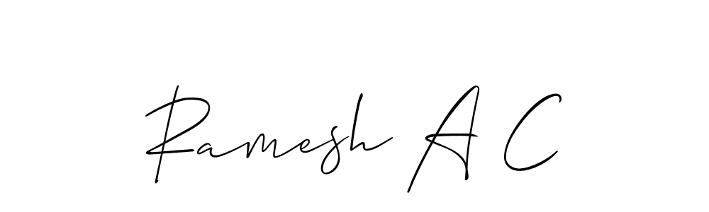 The best way (Allison_Script) to make a short signature is to pick only two or three words in your name. The name Ramesh A C include a total of six letters. For converting this name. Ramesh A C signature style 2 images and pictures png