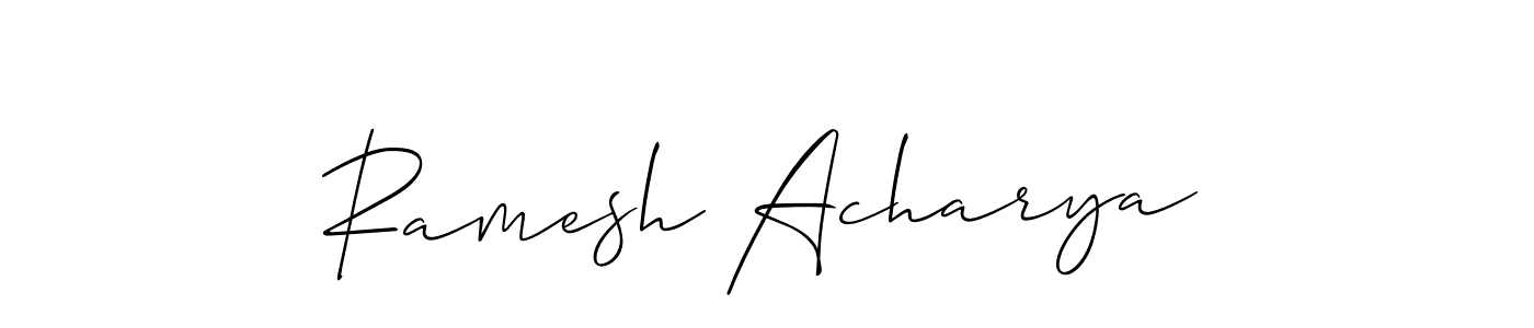 The best way (Allison_Script) to make a short signature is to pick only two or three words in your name. The name Ramesh Acharya include a total of six letters. For converting this name. Ramesh Acharya signature style 2 images and pictures png