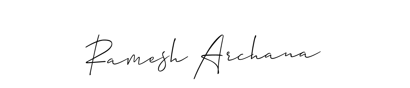 Make a beautiful signature design for name Ramesh Archana. With this signature (Allison_Script) style, you can create a handwritten signature for free. Ramesh Archana signature style 2 images and pictures png