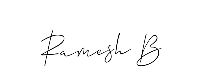 The best way (Allison_Script) to make a short signature is to pick only two or three words in your name. The name Ramesh B include a total of six letters. For converting this name. Ramesh B signature style 2 images and pictures png