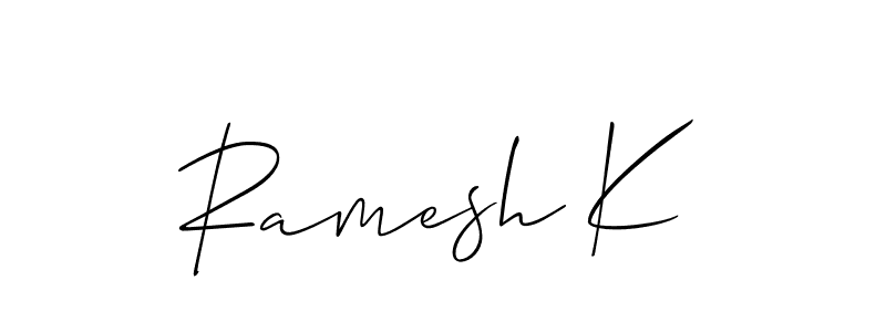 You should practise on your own different ways (Allison_Script) to write your name (Ramesh K) in signature. don't let someone else do it for you. Ramesh K signature style 2 images and pictures png