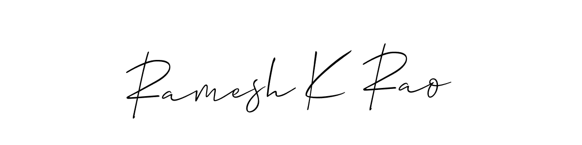 You should practise on your own different ways (Allison_Script) to write your name (Ramesh K Rao) in signature. don't let someone else do it for you. Ramesh K Rao signature style 2 images and pictures png