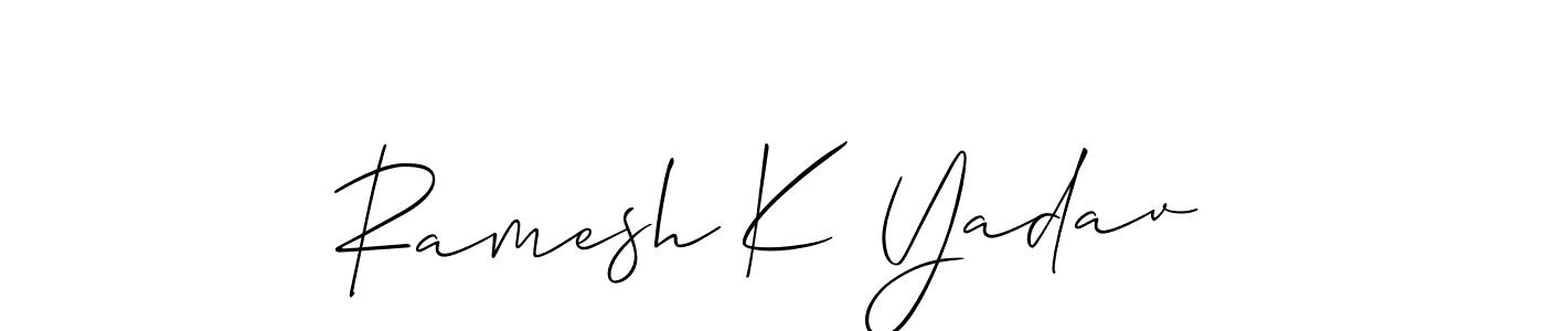 The best way (Allison_Script) to make a short signature is to pick only two or three words in your name. The name Ramesh K Yadav include a total of six letters. For converting this name. Ramesh K Yadav signature style 2 images and pictures png