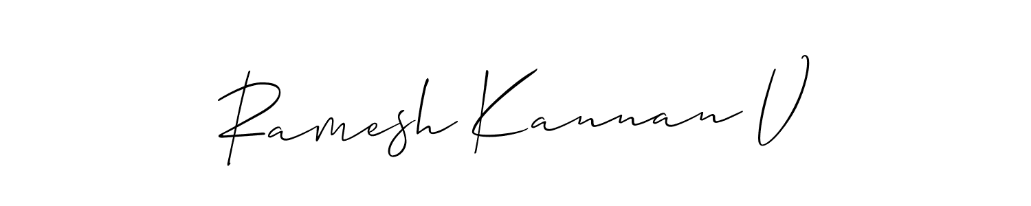 Make a beautiful signature design for name Ramesh Kannan V. With this signature (Allison_Script) style, you can create a handwritten signature for free. Ramesh Kannan V signature style 2 images and pictures png