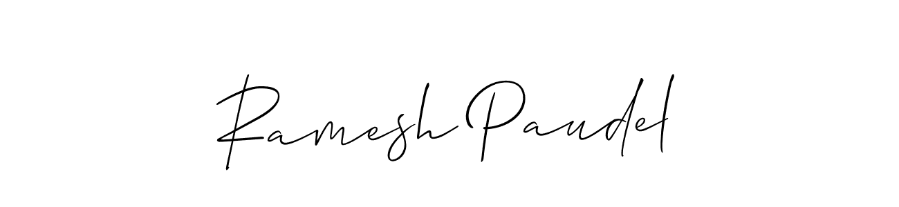 Use a signature maker to create a handwritten signature online. With this signature software, you can design (Allison_Script) your own signature for name Ramesh Paudel. Ramesh Paudel signature style 2 images and pictures png