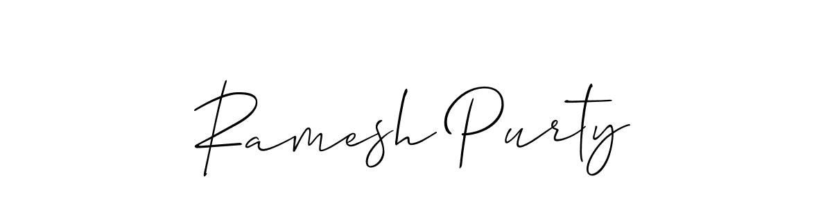 Make a beautiful signature design for name Ramesh Purty. With this signature (Allison_Script) style, you can create a handwritten signature for free. Ramesh Purty signature style 2 images and pictures png