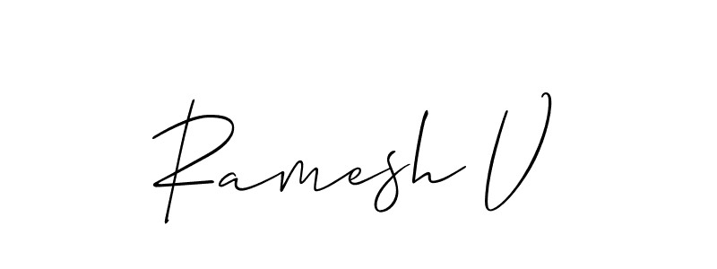 It looks lik you need a new signature style for name Ramesh V. Design unique handwritten (Allison_Script) signature with our free signature maker in just a few clicks. Ramesh V signature style 2 images and pictures png