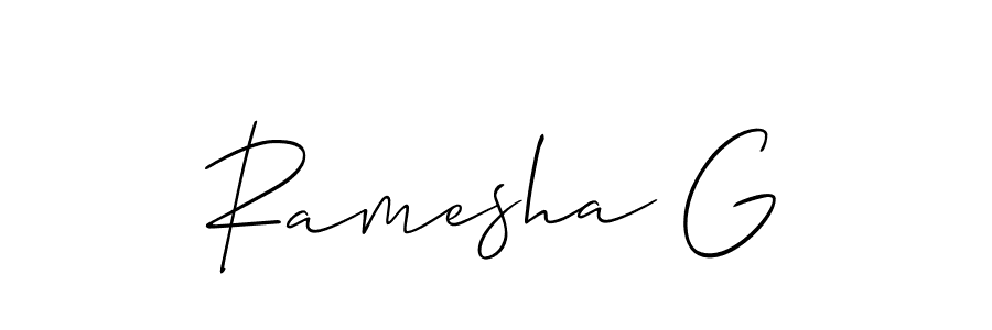 How to make Ramesha G name signature. Use Allison_Script style for creating short signs online. This is the latest handwritten sign. Ramesha G signature style 2 images and pictures png