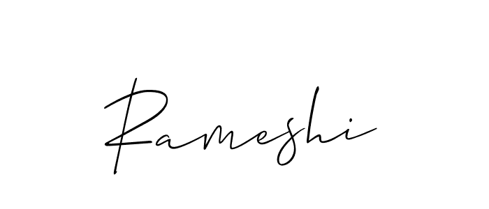 Use a signature maker to create a handwritten signature online. With this signature software, you can design (Allison_Script) your own signature for name Rameshi. Rameshi signature style 2 images and pictures png