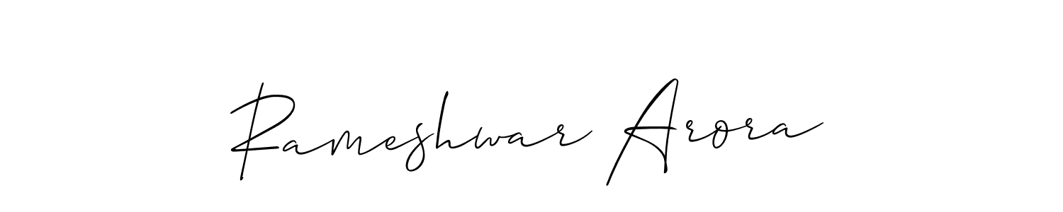 Create a beautiful signature design for name Rameshwar Arora. With this signature (Allison_Script) fonts, you can make a handwritten signature for free. Rameshwar Arora signature style 2 images and pictures png
