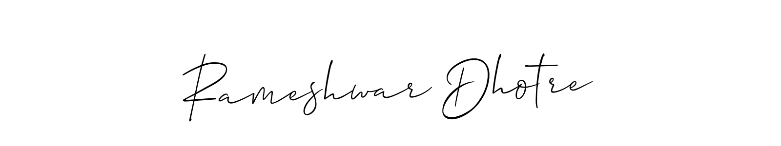 How to make Rameshwar Dhotre name signature. Use Allison_Script style for creating short signs online. This is the latest handwritten sign. Rameshwar Dhotre signature style 2 images and pictures png