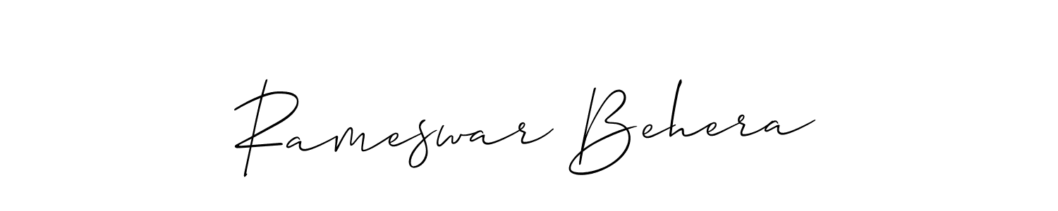 How to make Rameswar Behera name signature. Use Allison_Script style for creating short signs online. This is the latest handwritten sign. Rameswar Behera signature style 2 images and pictures png