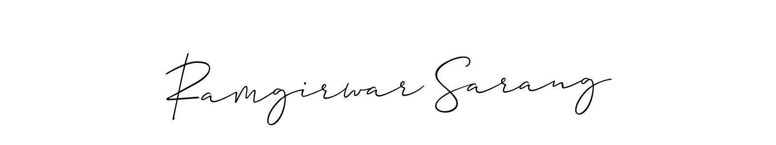 How to Draw Ramgirwar Sarang signature style? Allison_Script is a latest design signature styles for name Ramgirwar Sarang. Ramgirwar Sarang signature style 2 images and pictures png