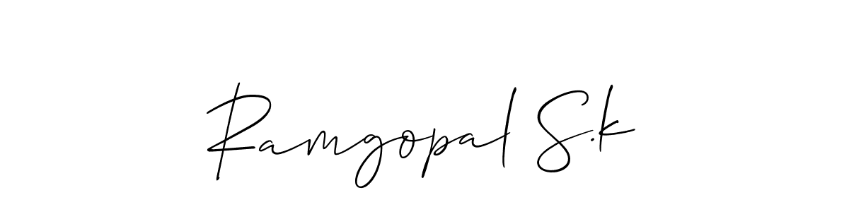 Allison_Script is a professional signature style that is perfect for those who want to add a touch of class to their signature. It is also a great choice for those who want to make their signature more unique. Get Ramgopal S.k name to fancy signature for free. Ramgopal S.k signature style 2 images and pictures png
