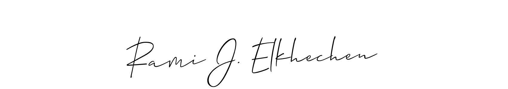 This is the best signature style for the Rami J. Elkhechen name. Also you like these signature font (Allison_Script). Mix name signature. Rami J. Elkhechen signature style 2 images and pictures png