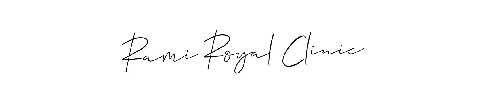 The best way (Allison_Script) to make a short signature is to pick only two or three words in your name. The name Rami Royal Clinic include a total of six letters. For converting this name. Rami Royal Clinic signature style 2 images and pictures png