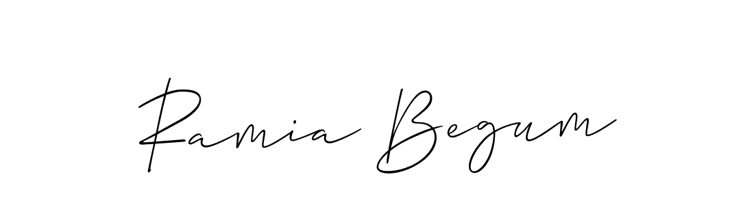 Make a beautiful signature design for name Ramia Begum. With this signature (Allison_Script) style, you can create a handwritten signature for free. Ramia Begum signature style 2 images and pictures png