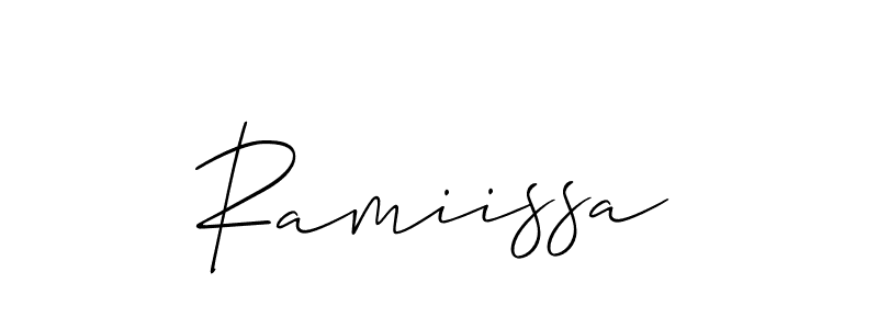 The best way (Allison_Script) to make a short signature is to pick only two or three words in your name. The name Ramiissa include a total of six letters. For converting this name. Ramiissa signature style 2 images and pictures png