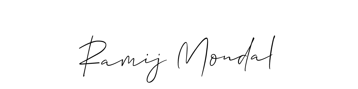 if you are searching for the best signature style for your name Ramij Mondal. so please give up your signature search. here we have designed multiple signature styles  using Allison_Script. Ramij Mondal signature style 2 images and pictures png