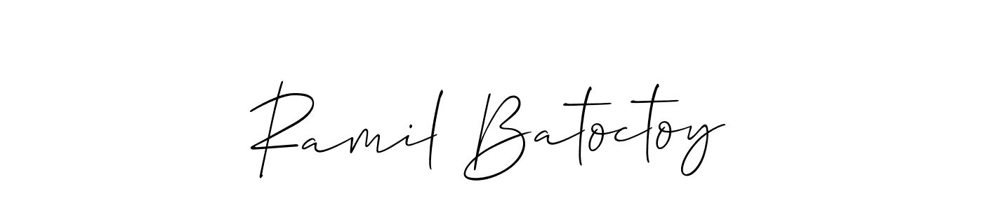 Use a signature maker to create a handwritten signature online. With this signature software, you can design (Allison_Script) your own signature for name Ramil Batoctoy. Ramil Batoctoy signature style 2 images and pictures png