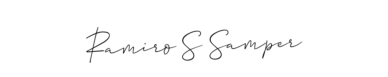 Similarly Allison_Script is the best handwritten signature design. Signature creator online .You can use it as an online autograph creator for name Ramiro S Samper. Ramiro S Samper signature style 2 images and pictures png