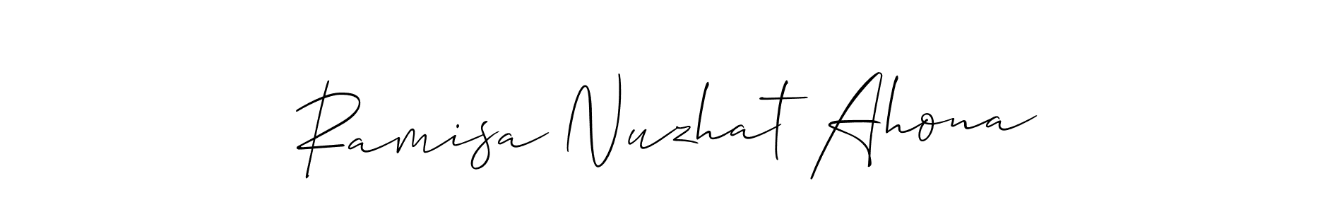 Create a beautiful signature design for name Ramisa Nuzhat Ahona. With this signature (Allison_Script) fonts, you can make a handwritten signature for free. Ramisa Nuzhat Ahona signature style 2 images and pictures png