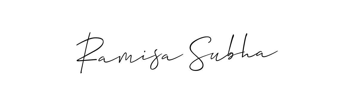 How to Draw Ramisa Subha signature style? Allison_Script is a latest design signature styles for name Ramisa Subha. Ramisa Subha signature style 2 images and pictures png