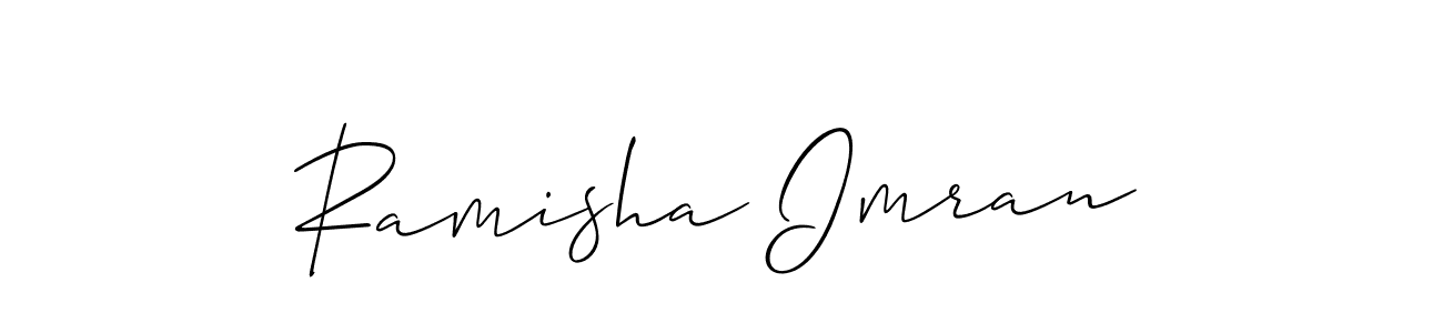 Allison_Script is a professional signature style that is perfect for those who want to add a touch of class to their signature. It is also a great choice for those who want to make their signature more unique. Get Ramisha Imran name to fancy signature for free. Ramisha Imran signature style 2 images and pictures png