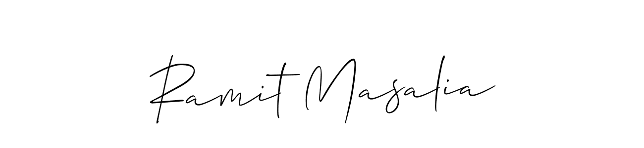 How to make Ramit Masalia name signature. Use Allison_Script style for creating short signs online. This is the latest handwritten sign. Ramit Masalia signature style 2 images and pictures png