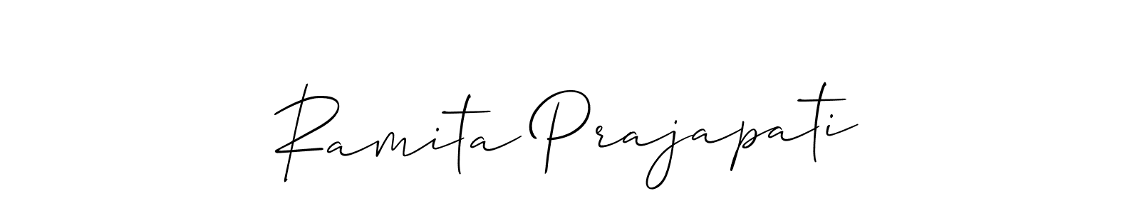 Also we have Ramita Prajapati name is the best signature style. Create professional handwritten signature collection using Allison_Script autograph style. Ramita Prajapati signature style 2 images and pictures png