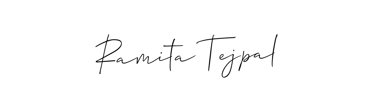 This is the best signature style for the Ramita Tejpal name. Also you like these signature font (Allison_Script). Mix name signature. Ramita Tejpal signature style 2 images and pictures png
