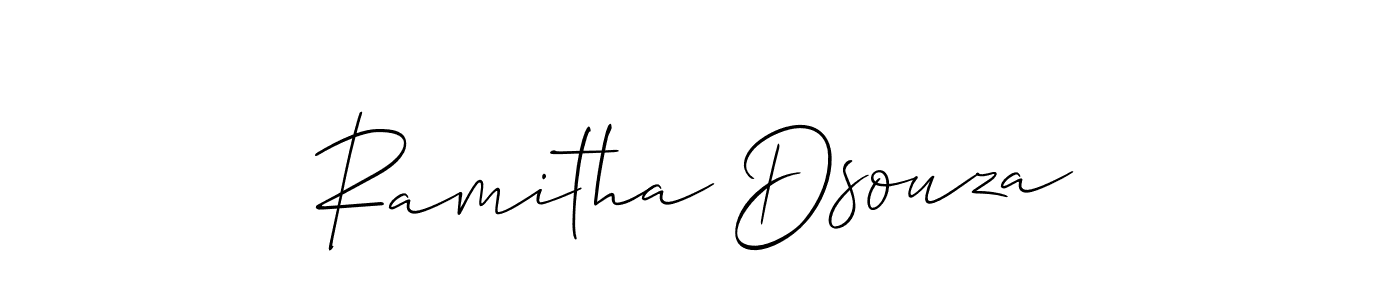 Create a beautiful signature design for name Ramitha Dsouza. With this signature (Allison_Script) fonts, you can make a handwritten signature for free. Ramitha Dsouza signature style 2 images and pictures png