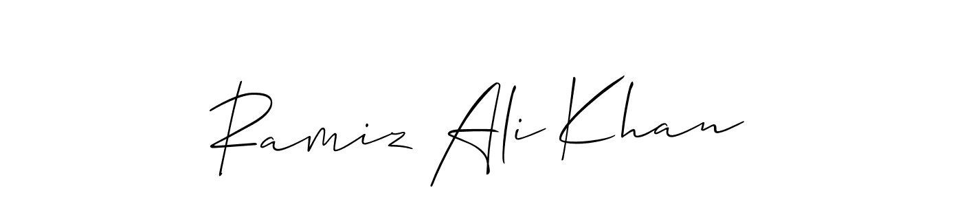 The best way (Allison_Script) to make a short signature is to pick only two or three words in your name. The name Ramiz Ali Khan include a total of six letters. For converting this name. Ramiz Ali Khan signature style 2 images and pictures png