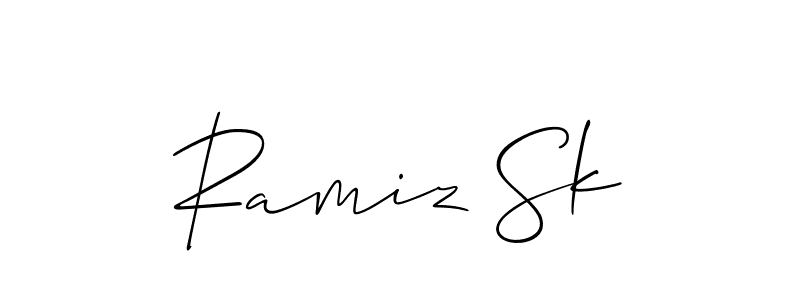 Similarly Allison_Script is the best handwritten signature design. Signature creator online .You can use it as an online autograph creator for name Ramiz Sk. Ramiz Sk signature style 2 images and pictures png