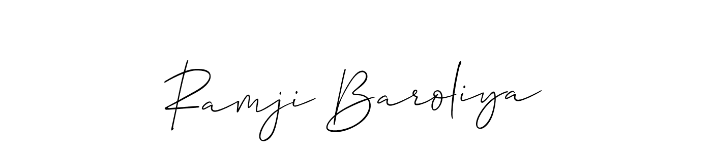 How to make Ramji Baroliya name signature. Use Allison_Script style for creating short signs online. This is the latest handwritten sign. Ramji Baroliya signature style 2 images and pictures png