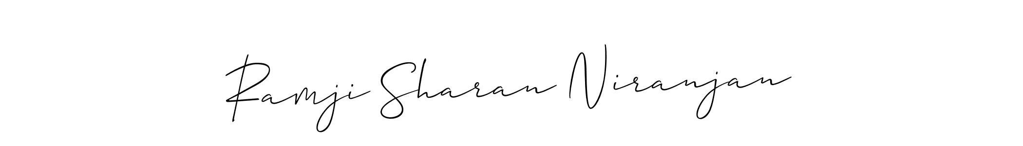 Allison_Script is a professional signature style that is perfect for those who want to add a touch of class to their signature. It is also a great choice for those who want to make their signature more unique. Get Ramji Sharan Niranjan name to fancy signature for free. Ramji Sharan Niranjan signature style 2 images and pictures png