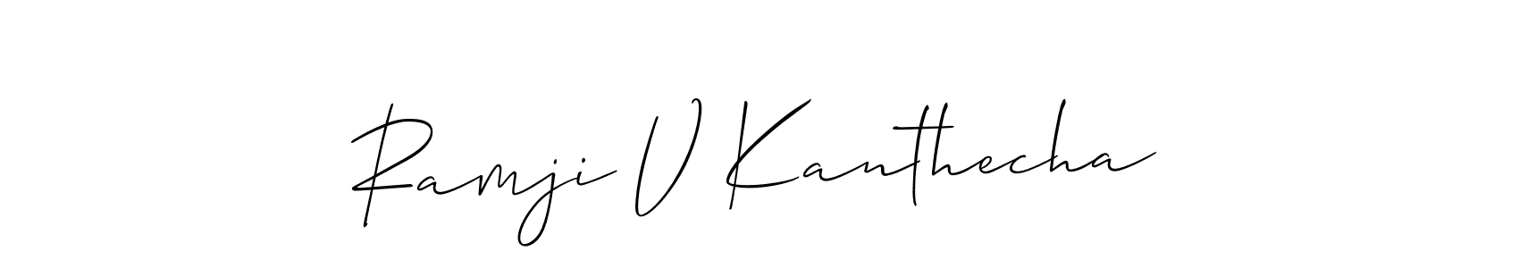 You can use this online signature creator to create a handwritten signature for the name Ramji V Kanthecha. This is the best online autograph maker. Ramji V Kanthecha signature style 2 images and pictures png
