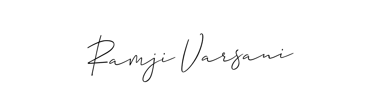 How to make Ramji Varsani name signature. Use Allison_Script style for creating short signs online. This is the latest handwritten sign. Ramji Varsani signature style 2 images and pictures png