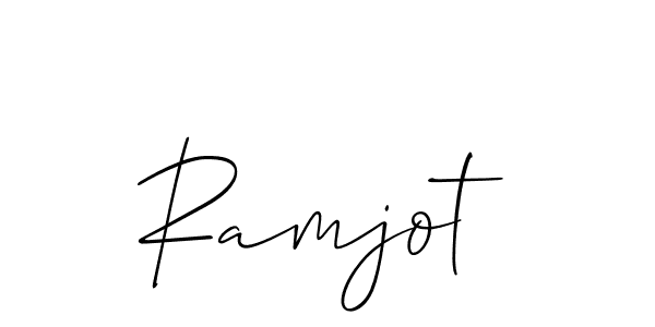 The best way (Allison_Script) to make a short signature is to pick only two or three words in your name. The name Ramjot include a total of six letters. For converting this name. Ramjot signature style 2 images and pictures png