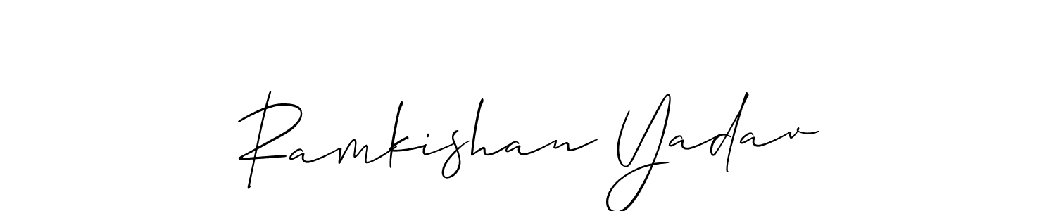 How to make Ramkishan Yadav name signature. Use Allison_Script style for creating short signs online. This is the latest handwritten sign. Ramkishan Yadav signature style 2 images and pictures png