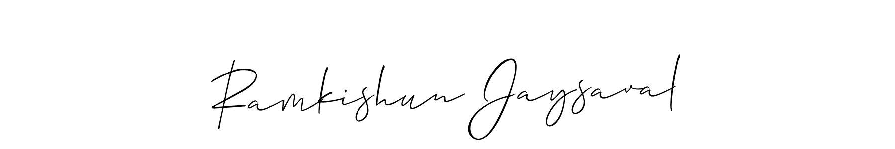 Create a beautiful signature design for name Ramkishun Jaysaval. With this signature (Allison_Script) fonts, you can make a handwritten signature for free. Ramkishun Jaysaval signature style 2 images and pictures png