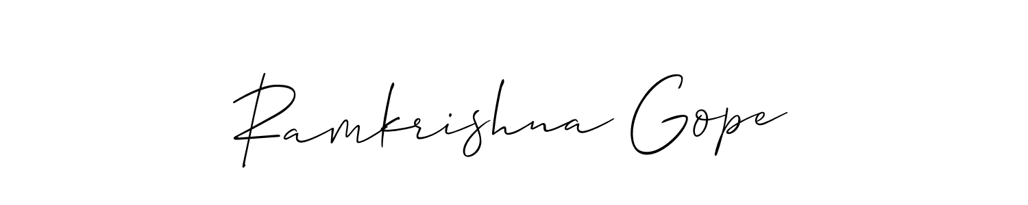 You should practise on your own different ways (Allison_Script) to write your name (Ramkrishna Gope) in signature. don't let someone else do it for you. Ramkrishna Gope signature style 2 images and pictures png