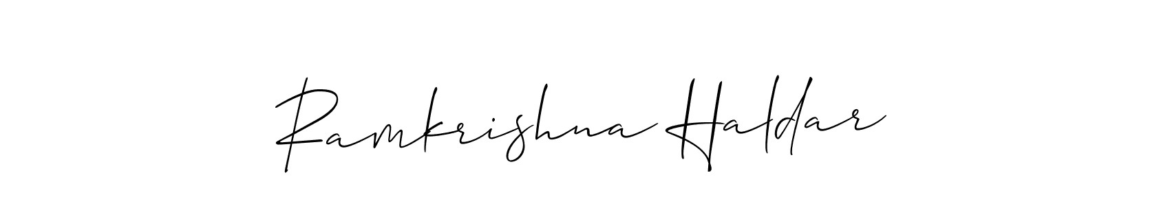 Similarly Allison_Script is the best handwritten signature design. Signature creator online .You can use it as an online autograph creator for name Ramkrishna Haldar. Ramkrishna Haldar signature style 2 images and pictures png