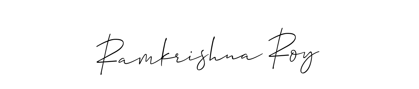 How to make Ramkrishna Roy name signature. Use Allison_Script style for creating short signs online. This is the latest handwritten sign. Ramkrishna Roy signature style 2 images and pictures png
