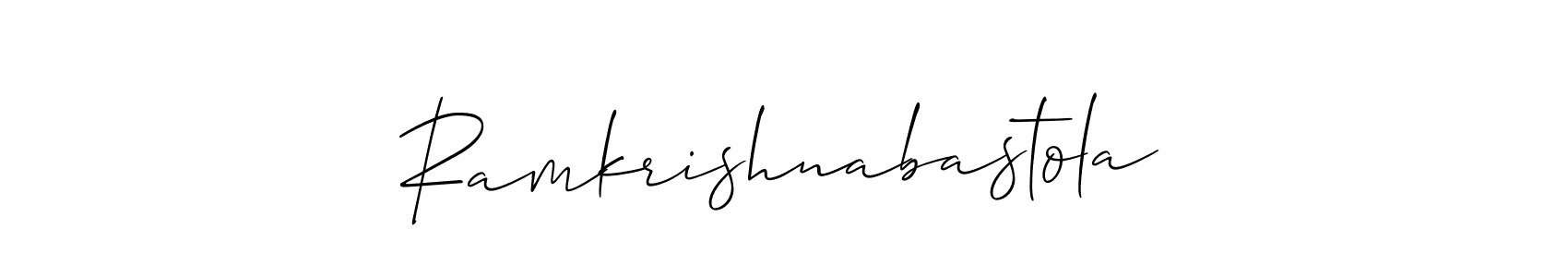 How to make Ramkrishnabastola name signature. Use Allison_Script style for creating short signs online. This is the latest handwritten sign. Ramkrishnabastola signature style 2 images and pictures png