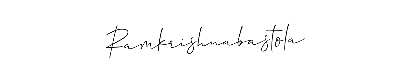 How to make Ramkrishnabastola name signature. Use Allison_Script style for creating short signs online. This is the latest handwritten sign. Ramkrishnabastola signature style 2 images and pictures png