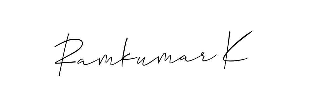 Similarly Allison_Script is the best handwritten signature design. Signature creator online .You can use it as an online autograph creator for name Ramkumar K. Ramkumar K signature style 2 images and pictures png